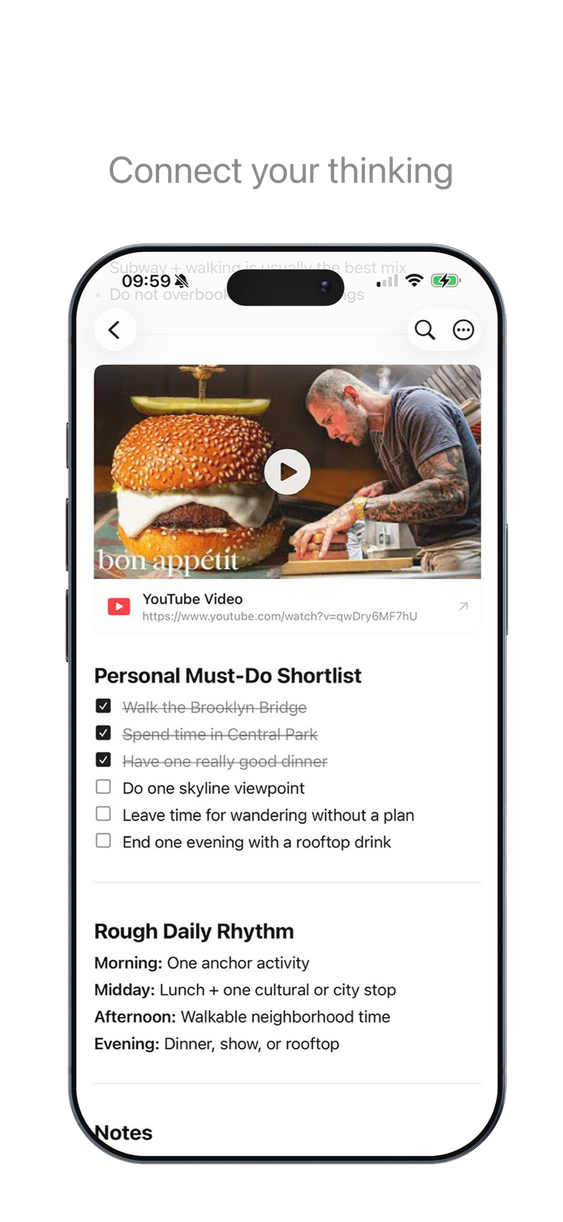 Link notes, add tags Link notes, add tags